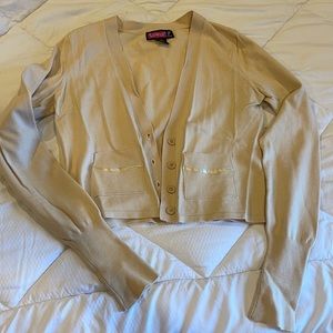 Say What USA bolero short cardigan cream tan L